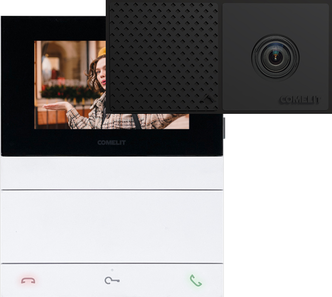 Videosprechanlage Comelit Ultra mit Innensprechstelle und Außensprechstelle mit Videokamera